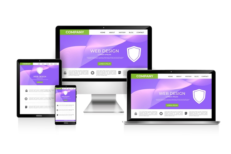 Vecteur conception de site web réactif réaliste