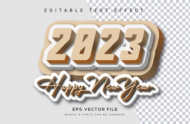 Conception de style d'effet de texte Happy New Year 2023