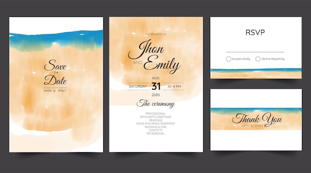 Vecteur conception de style mer invitation cartes de mariage