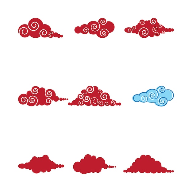 Vecteur conception de symbole de vecteur de modèle de logo de nuages chinois