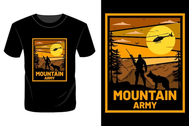 Conception De T-shirt De L'armée De Montagne Rétro Vintage