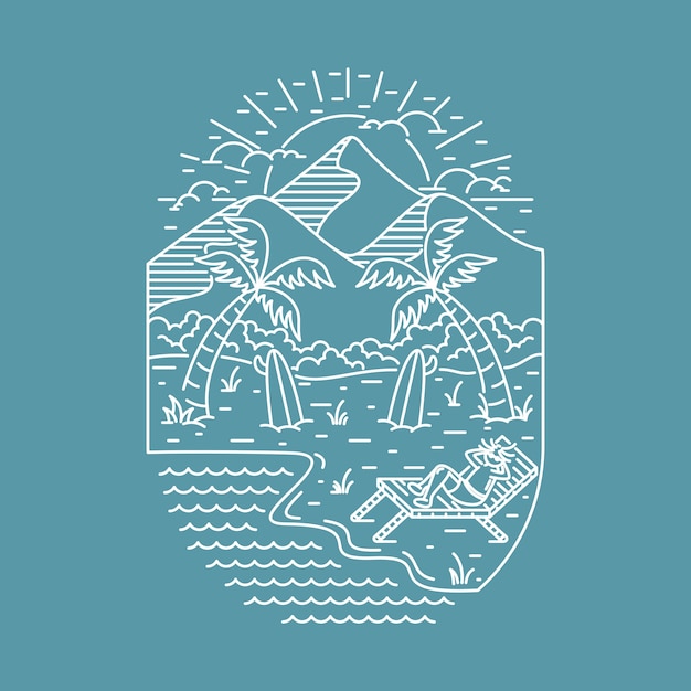Vecteur conception de t-shirt art illustration graphique sauvage nature mer plage