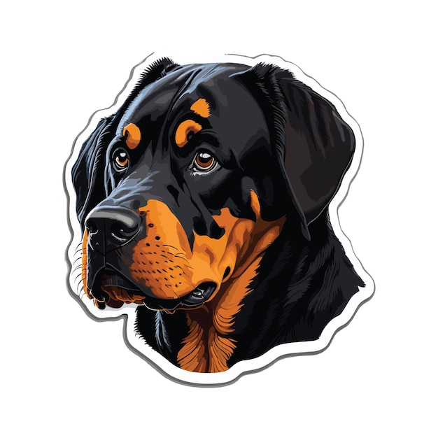 Vecteur conception de t-shirt autocollant mignon beau chien rottweiler