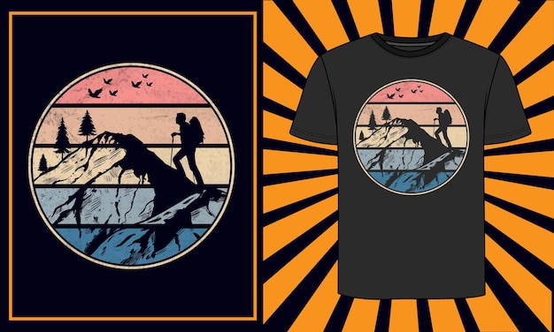 Conception de t-shirt d'aventure Conception de t-shirt d'aventure vectorielle de montagne de pins d'aventure