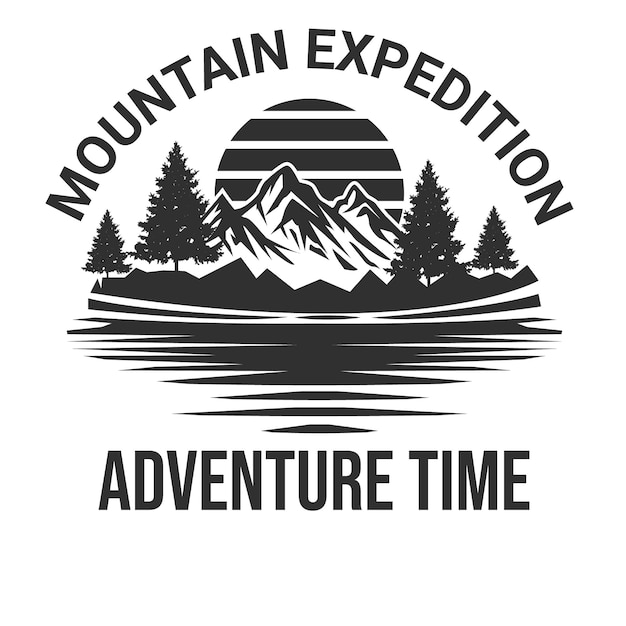 Vecteur conception de t-shirt d'aventure en montagne avec soleil