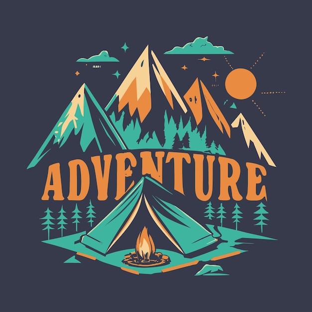 Vecteur conception de t-shirt d'aventure