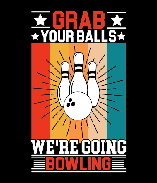 Vecteur conception de t-shirt de bowling rétro vintage