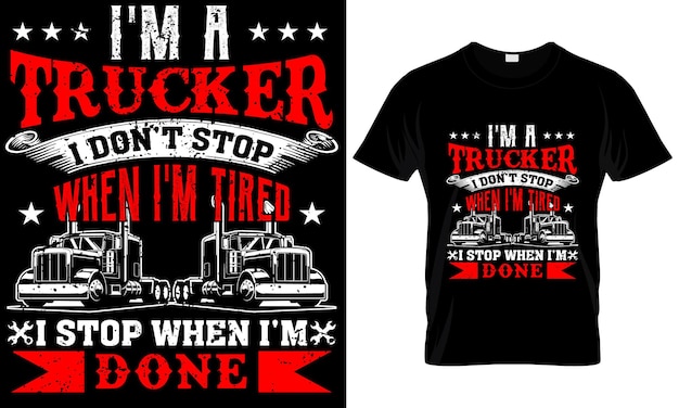 Vecteur conception de t-shirt de camionneur