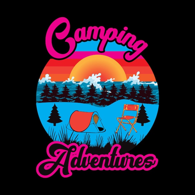 Vecteur conception de t-shirt de camping