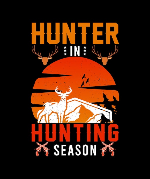 Vecteur conception de t-shirt chasseur en saison de chasse