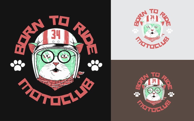 conception de t-shirt de club de moto de balade de chat