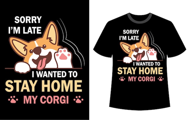 Vecteur conception de t-shirt corgi.