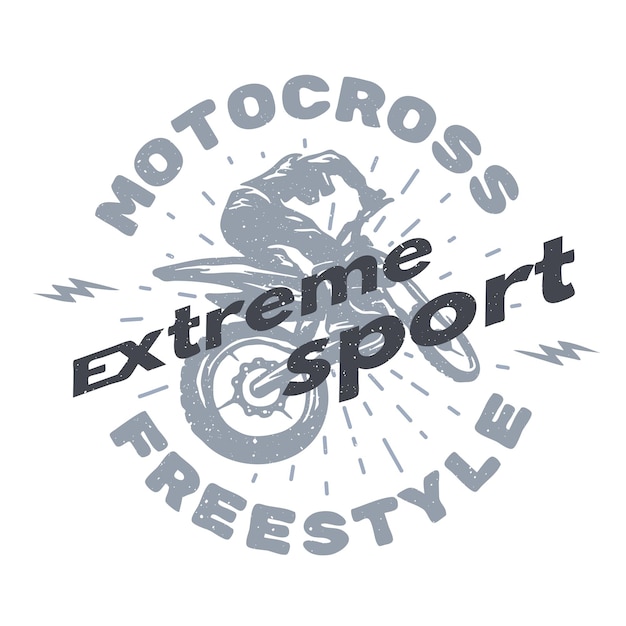 Conception de t-shirt d'emblème de sport extrême de motocross Illustration vectorielle