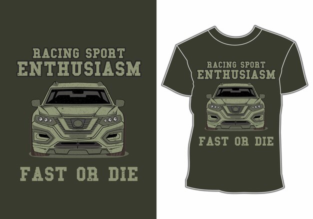 Conception De T-shirt D'enthousiasme De Sport De Voiture De Course