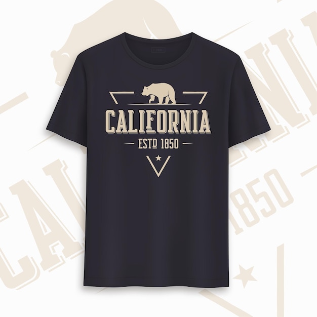 Vecteur conception de t-shirt graphique de l'état de californie, typographie, impression.