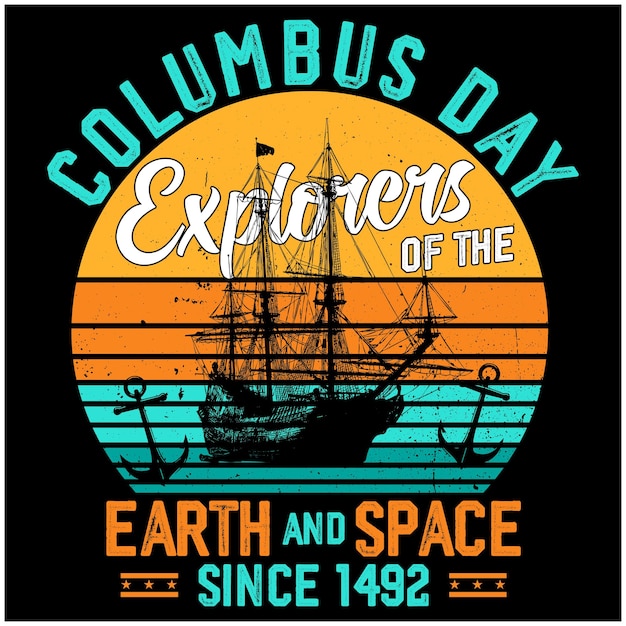 Vecteur conception de t-shirt graphique rétro vintage columbus day