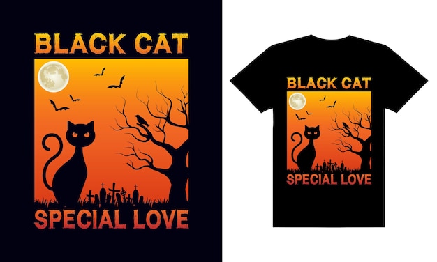 Conception de t-shirt Halloween chat noir