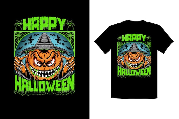 Vecteur conception de t-shirt d'horreur d'halloween