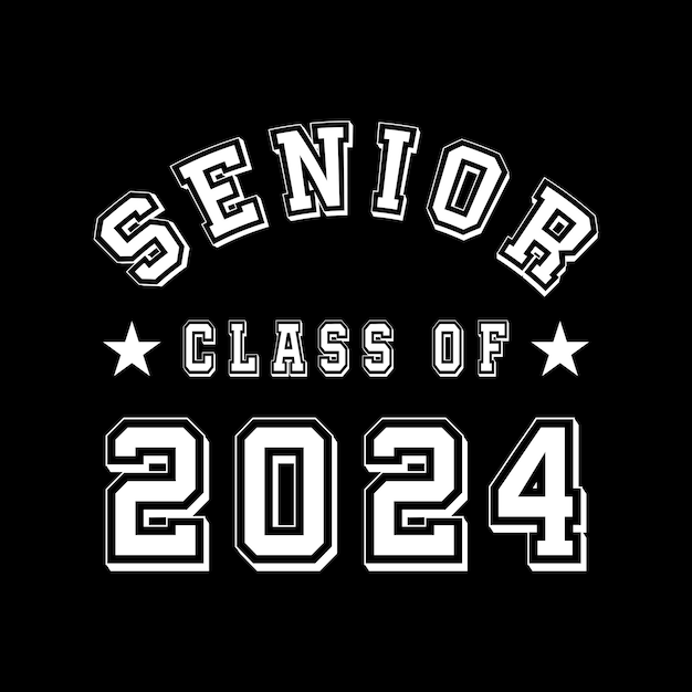 Vecteur conception de t-shirt illustration vectorielle classe senior de 2024