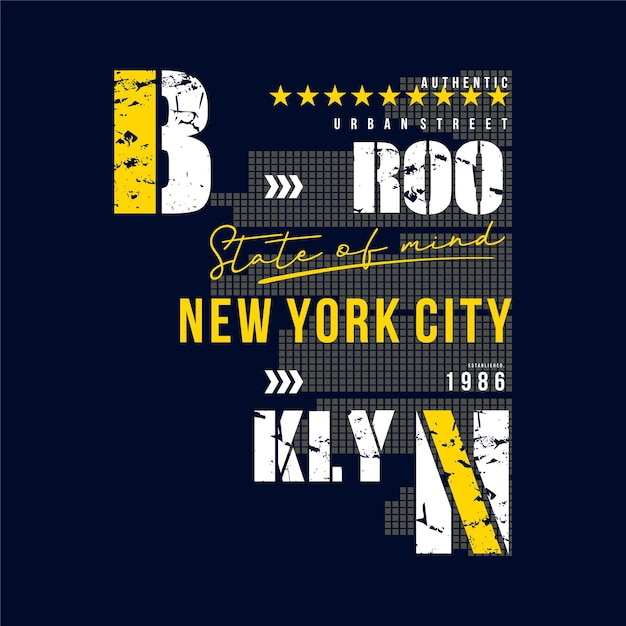 Conception De T Shirt Imprimé Vectoriel Typographie Graphique Brooklyn