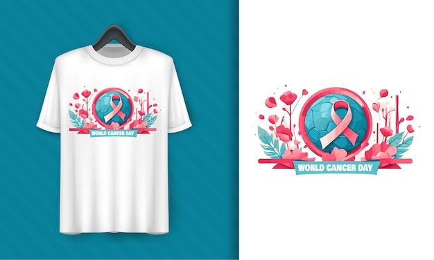 Vecteur conception de t-shirt de la journée mondiale du cancer vectoriel