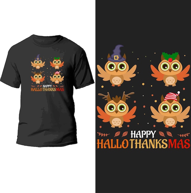 Conception De T-shirt Joyeux Hallo Thanksmas.