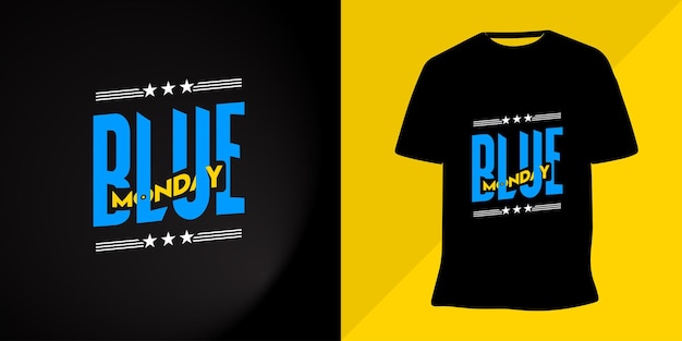 Conception De T-shirt Lettrage Typographie Lundi Bleu