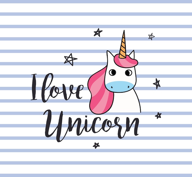 Vecteur conception de t-shirt licorne