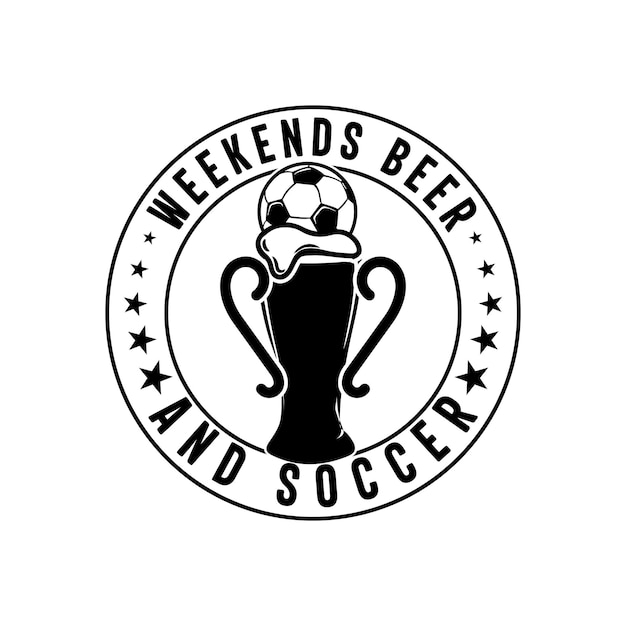Vecteur conception de t-shirt de logo de bière et de football le week-end