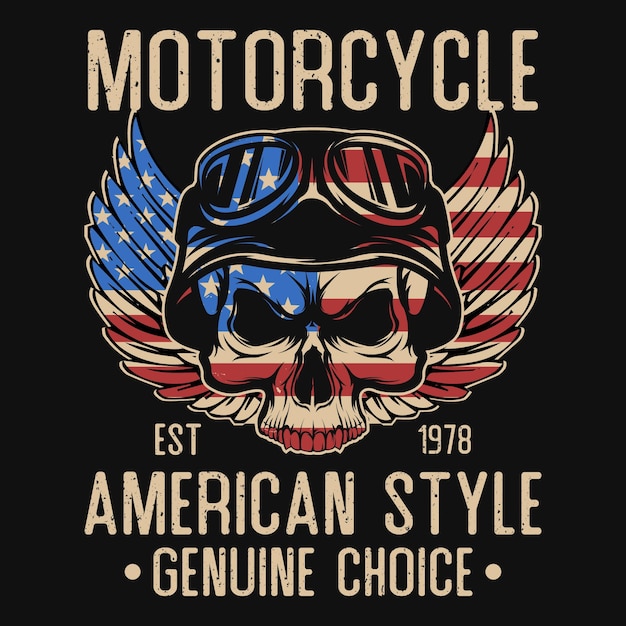 Conception De T-shirt De Motard Américain