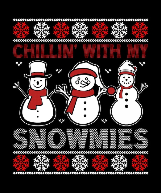 Conception De T-shirt De Noël Moche, Conception Graphique Vectorielle Snowmies