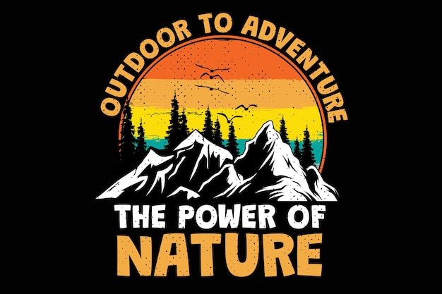 Conception De T-shirt Avec Pin D'aventure Nature Explorer En Plein Air Dans Un Style Rétro Vintage