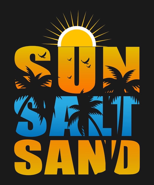 Conception De T-shirt De Plage D'été De Sable De Sel De Soleil