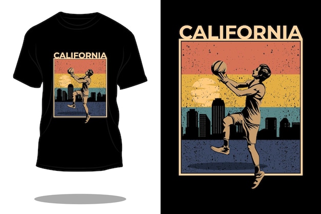 Conception De T-shirt Rétro De Basket-ball Californien