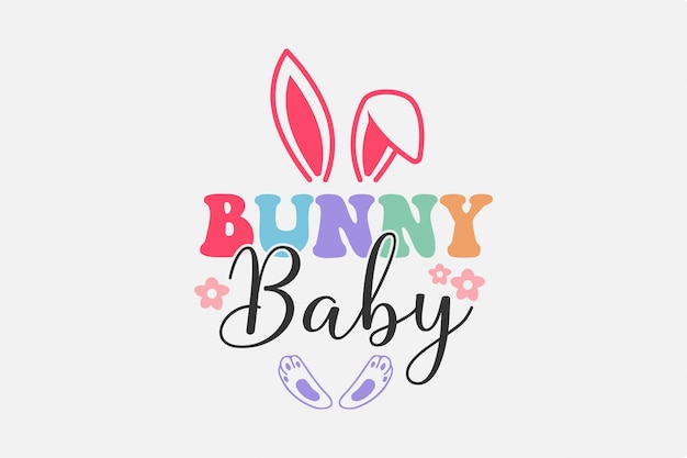 Conception De T-shirt Rétro De Pâques Pour Bébé Lapin