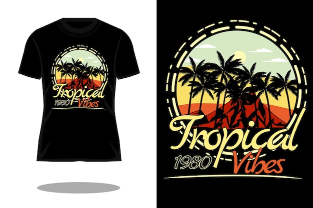 Conception De T-shirt Rétro Silhouette Vibes Tropicales