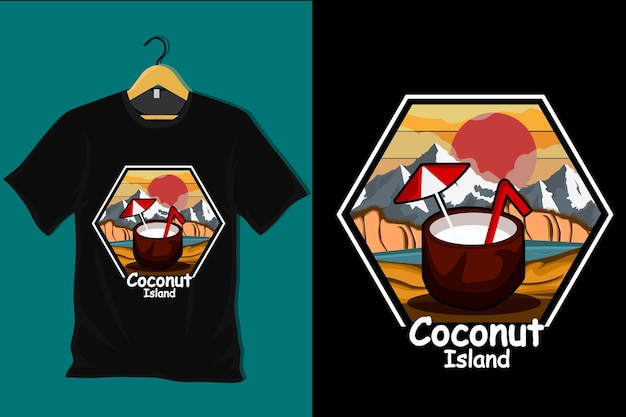 Conception De T-shirt Rétro Vintage De L'île De Noix De Coco