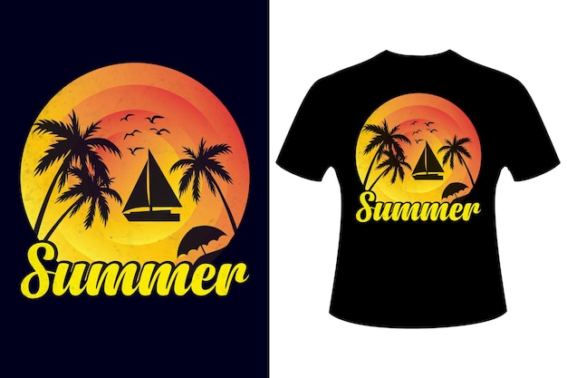 Conception De T-shirt Rétro Vintage Summer Vibers Vecteur Premium