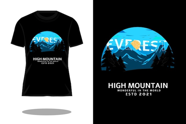 Conception De T-shirt Silhouette Rétro De Haute Montagne