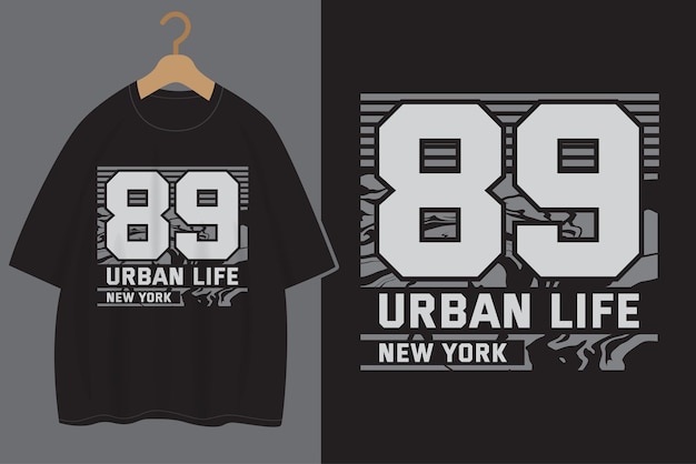 Conception de t-shirt street wear typographie vie urbaine quatre-vingt-neuf