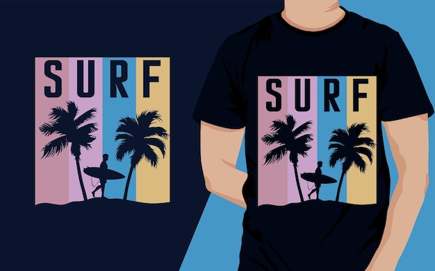 Vecteur conception de t-shirt de surf d'été