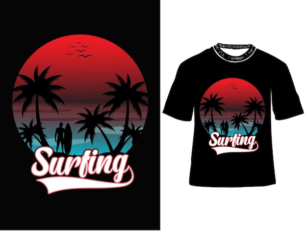 Conception de t-shirt de surf