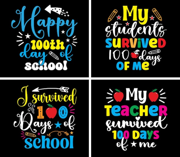 Conception De T-shirt Svg 100 Jours D'école
