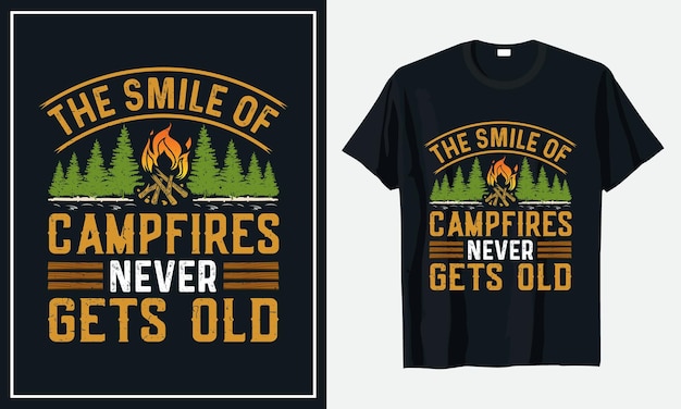 Conception De T-shirt De Typographie De Camping Vecteur Premium