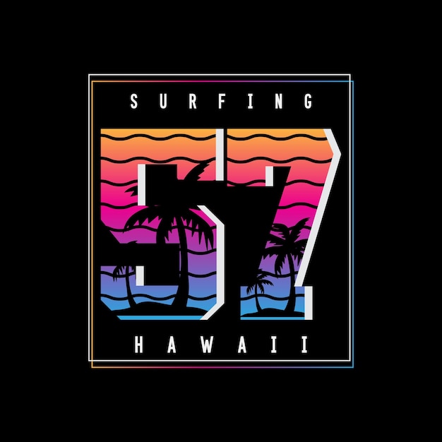 Conception de t-shirt typographie illustration HAWAII