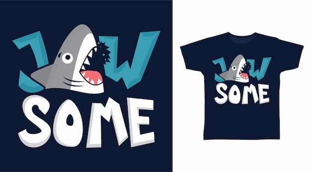 Conception De T-shirt De Typographie De Requins Jawsome