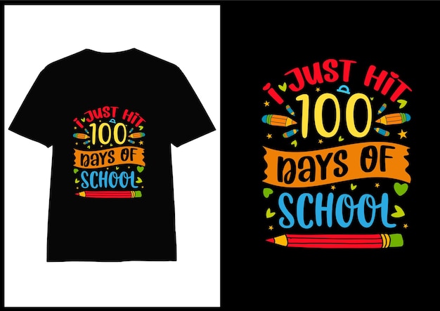 Vecteur conception de t-shirt de typographie scolaire du 100 e jour, t-shirt 100 jours d'école