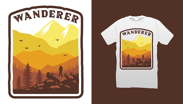 Conception De T-shirt Vagabond De Montagne