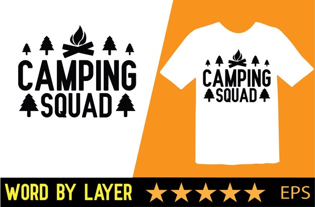 Vecteur conception de t-shirt de vecteur de camping