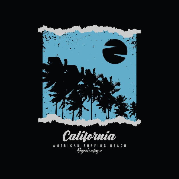 Conception De T-shirt Vecteur Typographie Illustration Californie